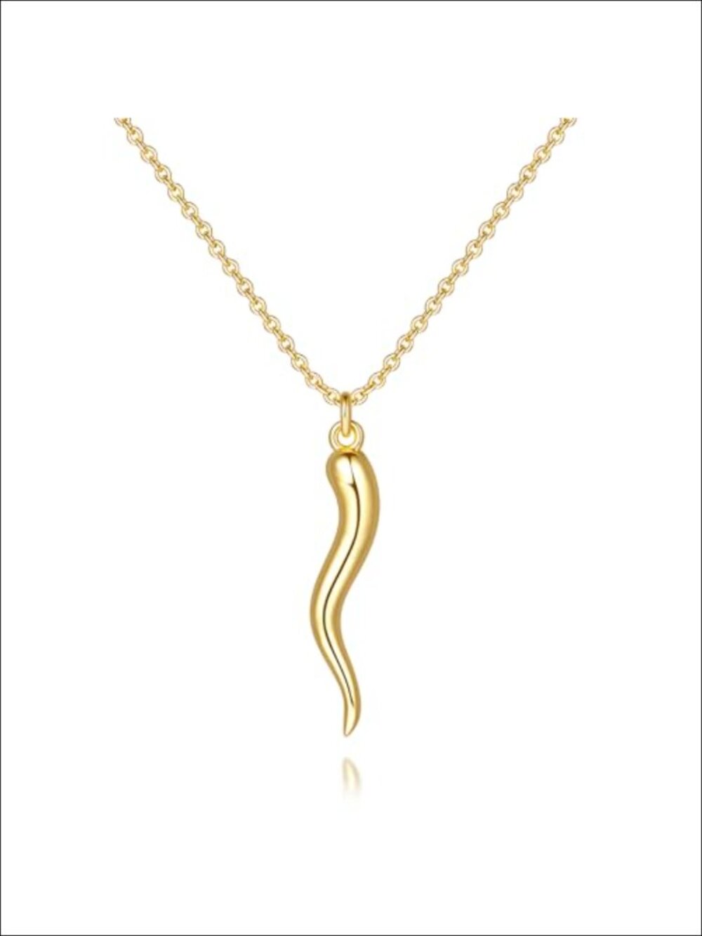 14K Gold Plated Italian Horn Pendant Necklace Women Good Luck Jewelry Gift